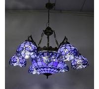 Lampadario barocco in vetro, Lampadario barocco in vetro colorato a forma di libellula multicolore da 35 pollici e 7 luci(Baroque)