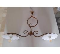 Lampadario BILANCIERE in ferro battuto e ceramica SARDA 2 Luci Cucina Rustico