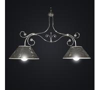 Lampadario bilanciere Moderno cromato con sfere cristallo e paralumi damasco