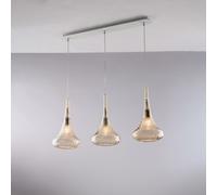 Lampadario Binario Contemporaneo Nemesi Metallo Ambra 3 Luci E27