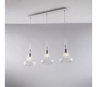 Lampadario Binario Contemporaneo Nemesi Metallo Trasparente 3 Luci E27