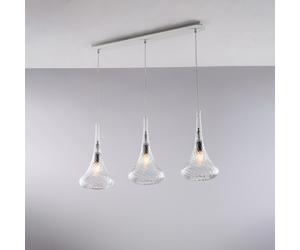 Lampadario Binario Contemporaneo Nemesi Metallo Trasparente 3 Luci E27