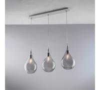 Lampadario Binario Moderno Pluvia Metallo Grigio Fumè 3 Luci E27