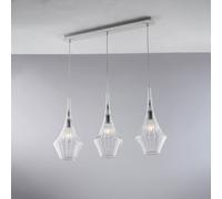 Lampadario Binario Moderno Zeus Metallo Bianco Vetro Trasparente 3 Luci E27