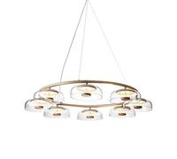 Lampadario Blossi 8 in Oro Nordico e Vetro Trasparente