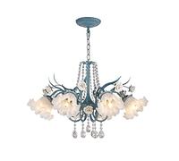 Lampadario Blu Cristallo Di Vetro Lampada A Sospensione Fiore Regolabile In Altezza Lampadari Paese Romantico Plafoniera Sospesa Per Soggiorno Camera Da Letto Sala Da Pranzo-Blu 75 * 50 Cm