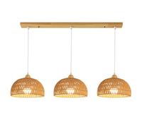 Lampadario Boho in Rattan e Corda di Canapa, con 3 luci a Sospensione, per Isola Cucina, Moderno lampadario a Cupola, Lampada a Sospensione a Gabbia Intrecciata, per Sala da Pranzo