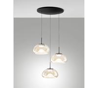 BRENA SOSPENSIONE COGNAC 3 LUCI TONDA A LED CCT 2700K - 3000K - 4000K- 30W - 3240 lm DIMMERABILE A STEP