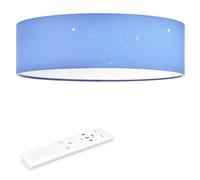 Navaris Plafoniera LED Soffitto 22W Rotonda Ø 40cm - Lampadario LED Dimmerabile - con Telecomando e Cambio Temperatura Colore - Design Effetto Stellato - Tessuto Blu Chiaro