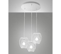 Lampadario Camp Sospensione Bianca 3 Luci Design Moderno Metallo Regolabile [EEK: A++]