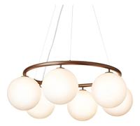 Lampadario Circolare Miira 6 Bronzo scuro/Bianco Opale