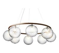 Lampadario Circolare Miira 8 Bronzo Scuro/ottica Trasparente