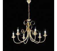 Lampadario Classico 6 Luci Ferro Battuto Avorio e Oro Serie Bandolo