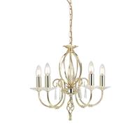 Lampadario Classico Aegean Acciaio Ottone Lucido 5 Luci E14