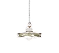 Lampadario Classico Alessandria Ceramica E Ottone Satinato Decorato 1 Luce E27
