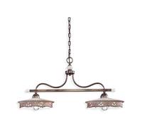 Lampadario Classico Alessandria Ferro E Ceramica Nero Sfumato Rame 2 Luci E27