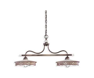 Lampadario Classico Alessandria Ferro E Ceramica Nero Sfumato Rame 2 Luci E27