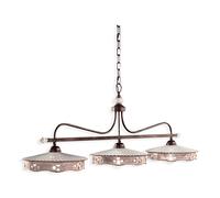 Lampadario Classico Alessandria Ferro E Ceramica Nero Sfumato Rame 3 Luci E27