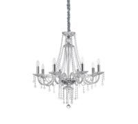 AMADEUS LAMPADARIO A SOSPENSIONE IN VETRO,CRISTALLO E METALLO D.80CM 8 LUCI ATTACCO E14