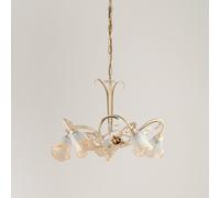 Lampadario Classico Arte Povera 5 Luci Ferro Battuto Avorio e Oro Serie Cestino