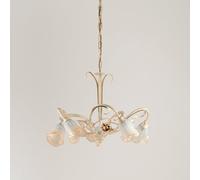 Lampadario Classico Arte Povera 5 Luci Ferro Battuto Avorio e Oro Serie Cestino
