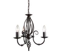 Lampadario Classico Artisan Acciaio Nero 3 Luci E14