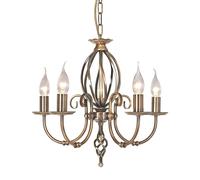 Lampadario Classico Artisan Acciaio Ottone Anticato 5 Luci E14