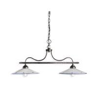 Lampadario Classico Asti Metallo E Ceramica Nero Sfumato Argento 2 Luci E27