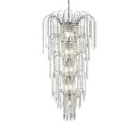 Lampadario Classico Cascata Acciaio Cromo Cristallo 13 Luci E14