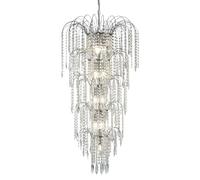 Lampadario a cascata da 13 litri - metallo cromato e cristallo