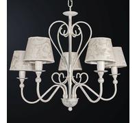 Lampadario Classico contemporaneo 5 Luci Ferro Battuto con Paralumi Damasco