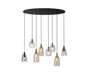 Lampadario Classico Divine Acciaio Nero Vetro 8 Luci E14