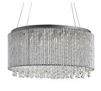 Lampadario Classico Elisa I Acciaio Cromo Vetro Trasparente 8 Luci G9