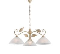 Lampadario Classico Esse 3 Luci Ferro Battuto E Vetro Avorio E Oro