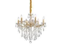 Lampadario Classico Florian Metallo-Cristallo Oro 6 Luci E14
