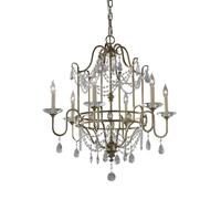 Lampadario Classico Gianna Cristallo Argento Dorato Vetro Oro 6 Luci E14