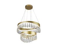 Lampadario Classico Gioiello Acciaio Oro Vetro Led 53W 4000K
