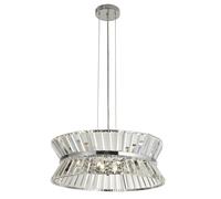 Lampadario Classico I Quartieri Alti Acciaio Cromo Vetro Trasparente 7 Luci G9