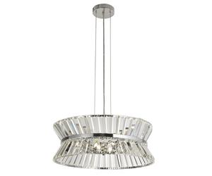 Lampadario Classico I Quartieri Alti Acciaio Cromo Vetro Trasparente 7 Luci G9