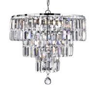 Lampadario Classico Impero Acciaio Cromo Vetro 5 Luci E14