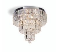 Lampadario Classico Impero Acciaio Cromo Vetro Trasparente 6 Luci E14