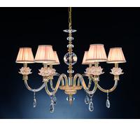 Lampadario classico in cristallo 6 luci Design Swarovsky Arabella oro