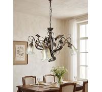 Lampadario classico in ferro battuto e vetro murano a 5 luci coll. Cox