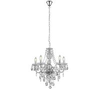 Lampadario Classico Mariateresa Vetro Trasparente Policarbonato Cromo 5 Luci E14