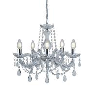 Lampadario Classico Maria Teresa Acciaio Cromo Cristallo 5 Luci E14