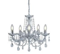 Lampadario Classico Maria Teresa Acciaio Cromo Cristallo 5 Luci E14