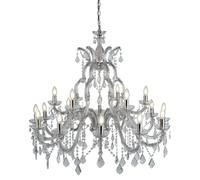 Searchlight Lampadario Marie Therese, 18 luci, cromo, vetro cristallo Searchlight