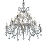 Lampadario Classico Marie Therese Acciaio Cromo Vetro Trasparente 30 Luci E14