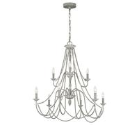 Lampadario Classico Maryville Acciaio Grigio Slavato Legno 9 Luci E14