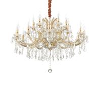 Lampadario Classico Napoleon Metallo-Cristallo Oro 18 Luci E14